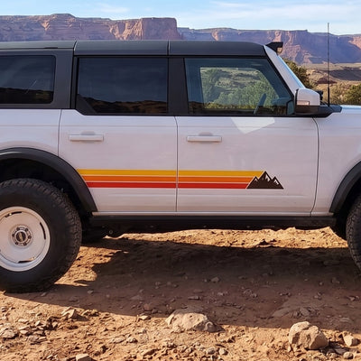 Ford Bronco Retro Mountain Stripe Door Side Decals, Set of 2 (2021-2026)
