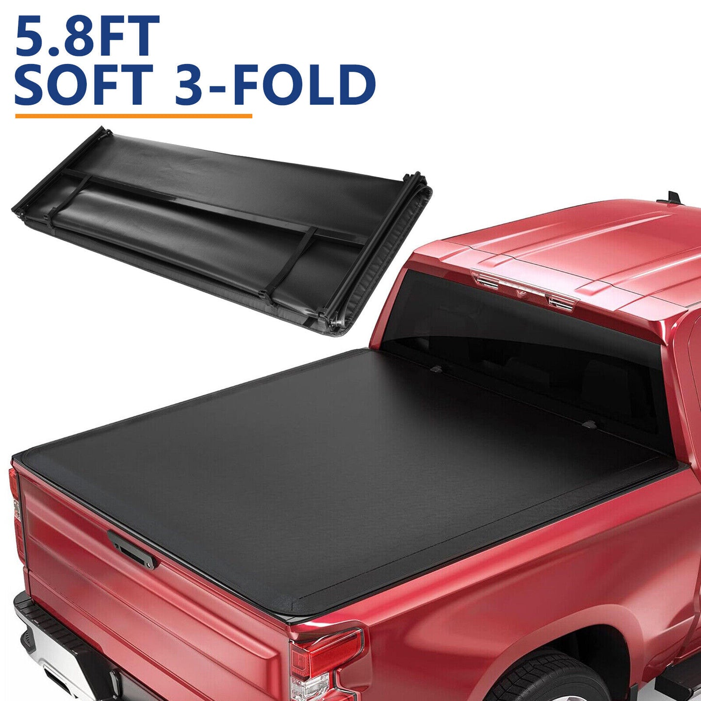 5.8FT Soft 3-Fold for 2019-2024 Chevy Silverado GMC Sierra 1500 Tonneau Cover