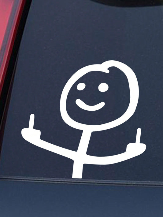 Cute Cartoon Smiling Face Car Window Sticker, Add Happiness Symbol to Vehicle, Can Be Pasted on Laptop, Refrigerator, Luggage and Other Daily Items as Decor