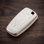 White and gold 5-button Ford key fob cover