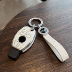 White Set 2 Mercedes-Benz key fob cover with keychain