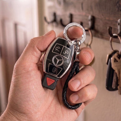 Key Fob Cover with Keychain for Mercedes-Benz C, E, S, CLS, GLK, GLE & G-Class