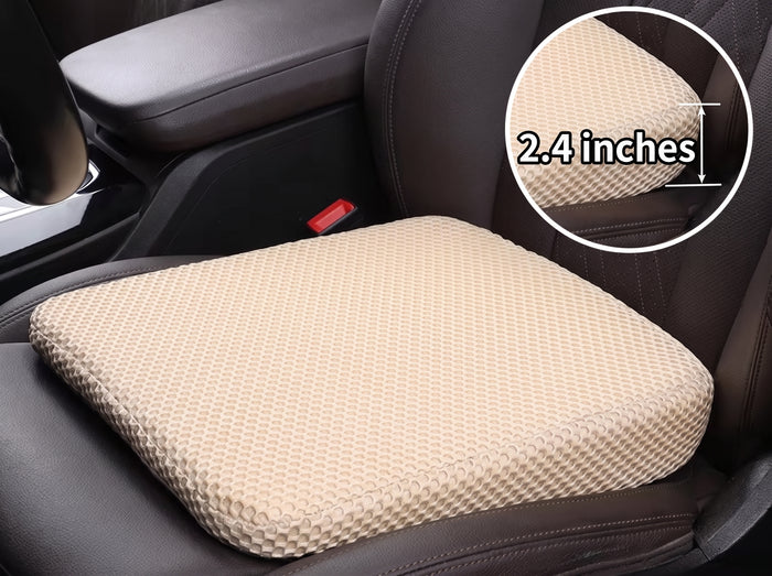 Beige honeycomb car seat booster cushion, 2.4 inches thick