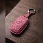 Red suede 4-button Ford key fob cover