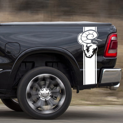 Ram-Head Truck Bed Side Stripe Decals for Dodge Ram & RAM Pickups, Set of 2 (11 Colors)