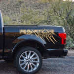 Matte gold claw scratch bed side decal on Ford F-150 Raptor