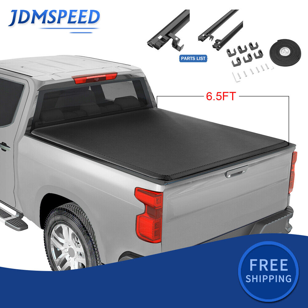 6.5FT Roll-Up Vinyl Tonneau Cover for 07-13 Silverado Sierra 1500 Soft Truck Bed