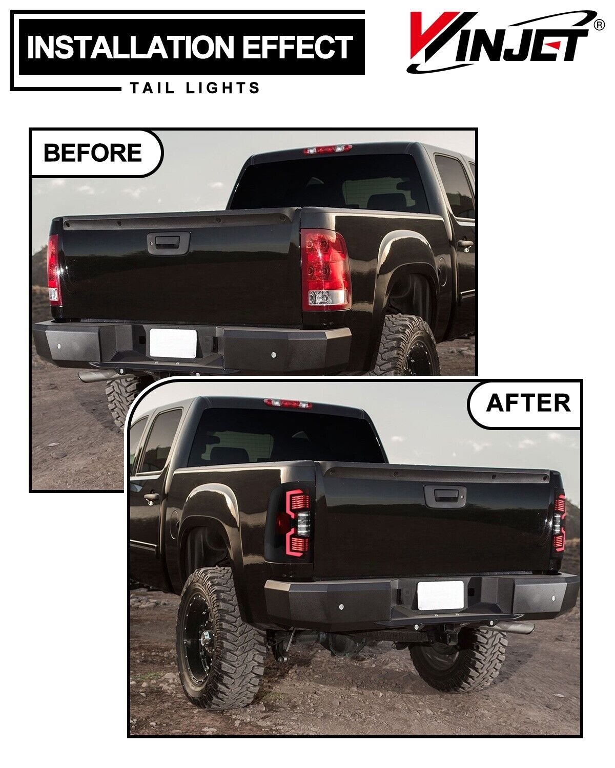 Full LED Tail Lights for 2007-2014 GMC Sierra 1500 2500 3500HD Sequential Signal