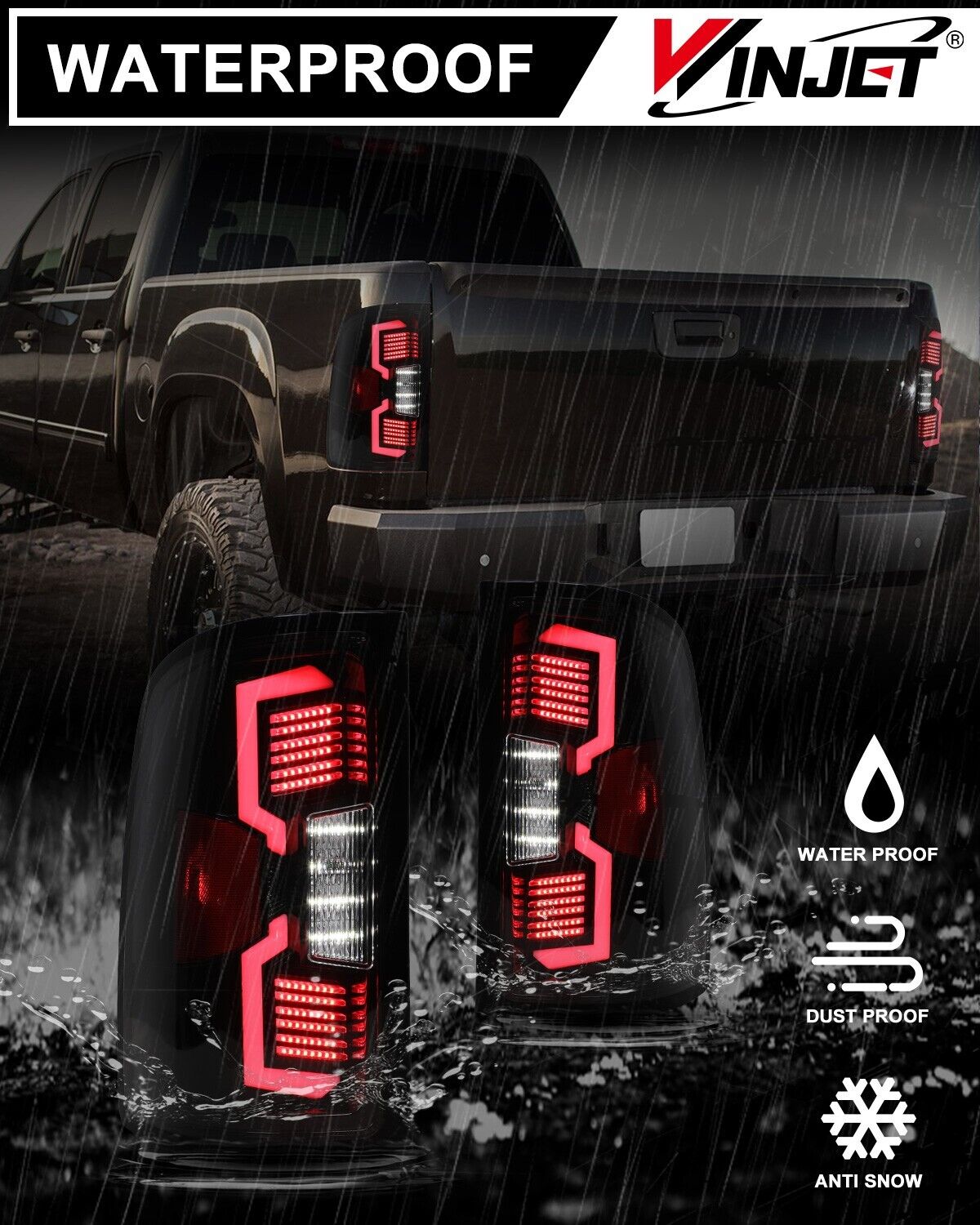 Full LED Tail Lights for 2007-2014 GMC Sierra 1500 2500 3500HD Sequential Signal