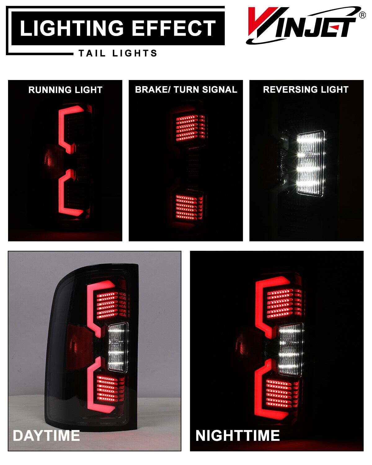 Full LED Tail Lights for 2007-2014 GMC Sierra 1500 2500 3500HD Sequential Signal