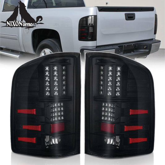 For 2007-2013 Chevy Silverado 1500 2500HD LED Tail Lights Brake Lamp Black Smoke