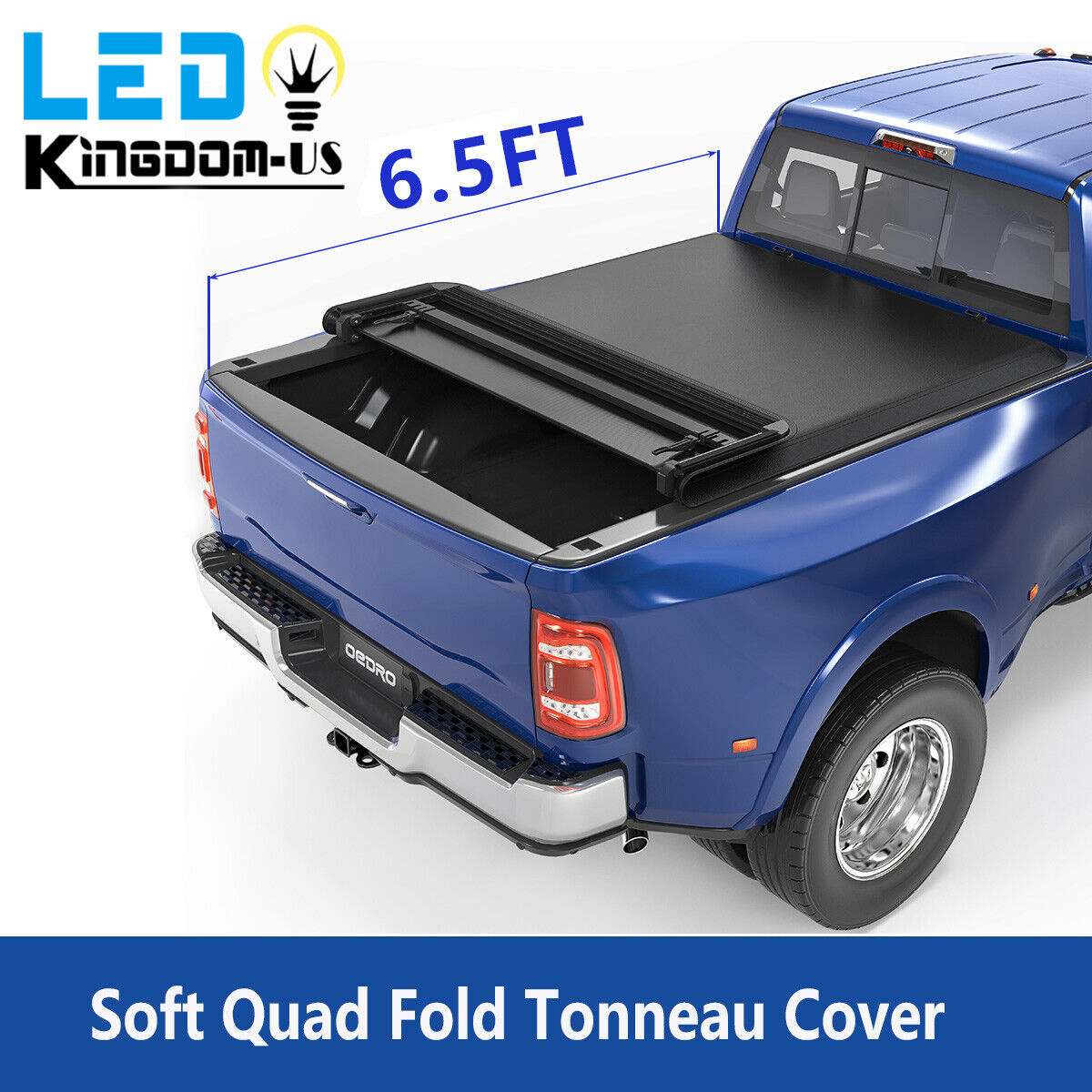 6.5 Ft Soft 4 Fold Tonneau Cover for 2009-2014 Ford F150 Truck Bed W/Led Lamp